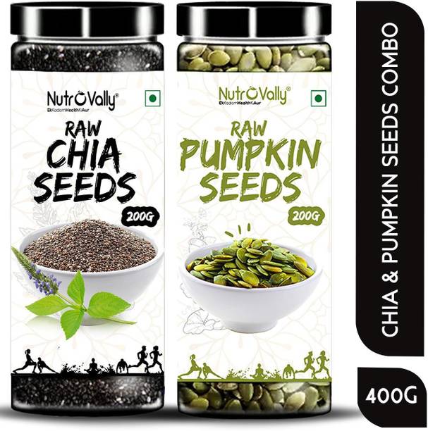 NutroVally Chia & Pumpkin Seed Combo for Weight Loss|Loaded with Omega 3,Fiber & Calcium Chia Seeds, Pumpkin Seeds
