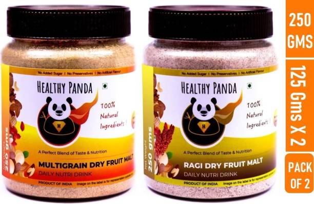 HEALTHY PANDA Multigrain Dryfruit Malt & Ragi Dryfruit Malt Drink- 125 Gram Pack Each Nutrition Drink