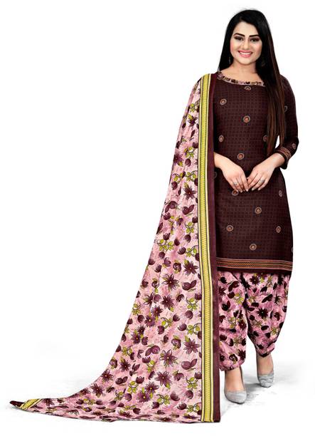 Unstitched Cotton Blend Salwar Suit Material Floral Print
