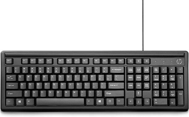 HP 100 USB KEYBOARD WITH HIGH QUALITY USB CABLE PACK OF 1 Wired USB Standard Multi-device Keyboard Compatible with Desktop, Laptop, Mac