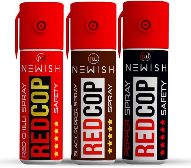 NEWISH Self Defence, Protection & Safety Pepper Spray For Men & Women, Elderly , Pocket size Upto 15 Feet Range, 55,55,35 Gms Of Dispensable Pepper Stream Spray Pack of 3 Pepper Stream Spray