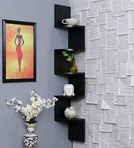 CraftInWood Wall Shelf Wall Corner Wall Shelves For Home Living Room Home Décor MDF (Medium Density Fiber) Wall Shelf