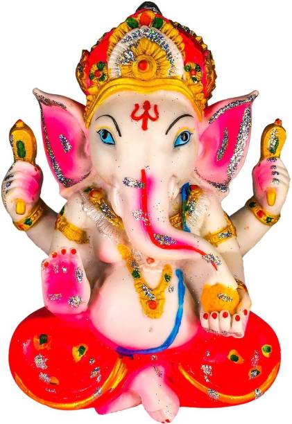 Elegant Lifestyle Lord Ganesha Idol, Ganesh ji murti, Unbreakable Religious Gift Item for Pooja/ Home Décor / Table / Office / Temple, Handcrafted Ganesh Idol for Car Dashboard, Decorative Showpiece  -  24 cm