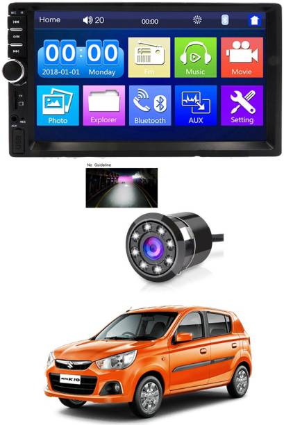 MATIES 7 INCH Double Din Car Screen Stereo Media Player Audio Video Touch Screen Stereo Full HD with MP3/MP4/MP5/USB/FM Player/WiFi/Bluetooth & Mirror Link With Back Rear Camera Universal Alto K10 For All Models Car Stereo