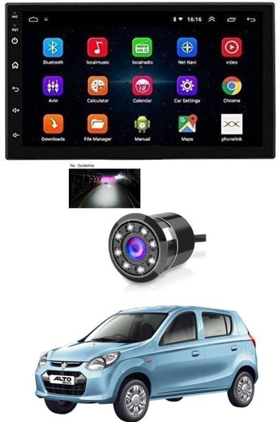 AYW Android Double Din Screen 7 inch Car Media Player with Touch Screen, Mirror Link, Bluetooth, Media Player With Rear Camera Universal Alto 800 For All Models Car Stereo