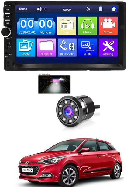 AYW 7 INCH Double Din Car Screen Stereo Media Player Audio Video Touch Screen Stereo Full HD with MP3/MP4/MP5/USB/FM Player/WiFi/Bluetooth & Mirror Link With Back Rear Camera Universal I20 Elite For All Models Car Stereo