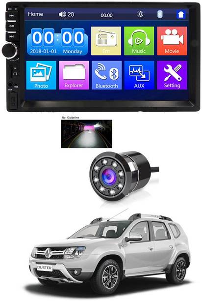 AYW 7 INCH Double Din Car Screen Stereo Media Player Audio Video Touch Screen Stereo Full HD with MP3/MP4/MP5/USB/FM Player/WiFi/Bluetooth & Mirror Link With Back Rear Camera Universal Duster For All Models Car Stereo