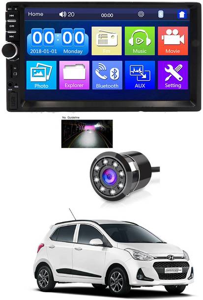 AYW 7 INCH Double Din Car Screen Stereo Media Player Audio Video Touch Screen Stereo Full HD with MP3/MP4/MP5/USB/FM Player/WiFi/Bluetooth & Mirror Link With Back Rear Camera Universal Grand I10 For All Models Car Stereo