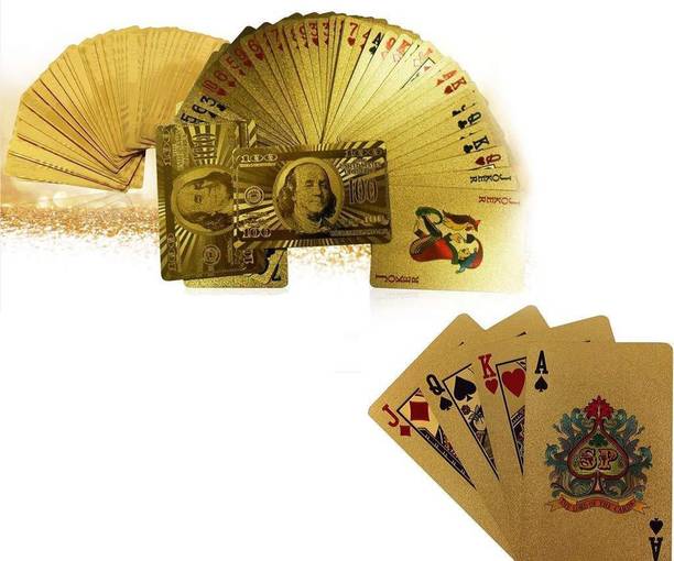 Bastex Premium Quality Fancy & Durable Gold Playing Cards Gold 24K Gold Plated Standard Sized Playing Cards, Full Set of 52 Cards