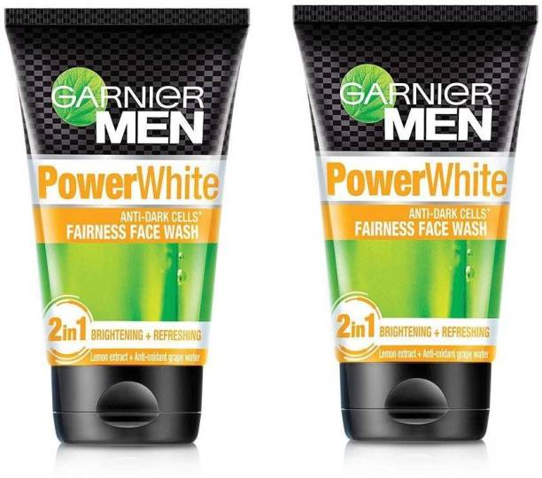 GARNIER men power white anti dark cells fairness face wash (2*100g) Face Wash