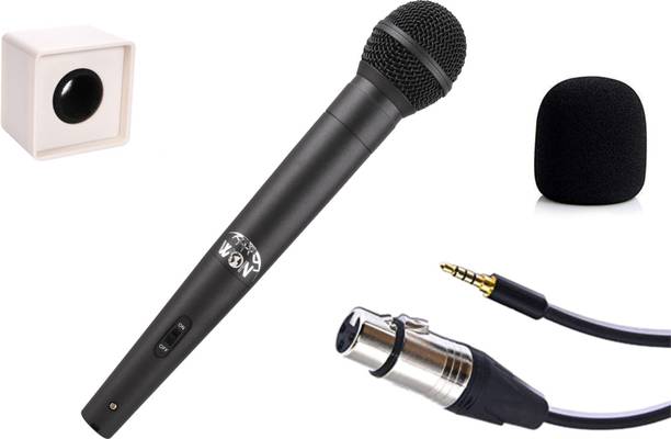 WON Brand Media Mic Condenser Microphone for Interview News Reporting Compatible with Mobile Phone Only (Black) 3.5mm 5 mtr MODEL WN-105 Microphone