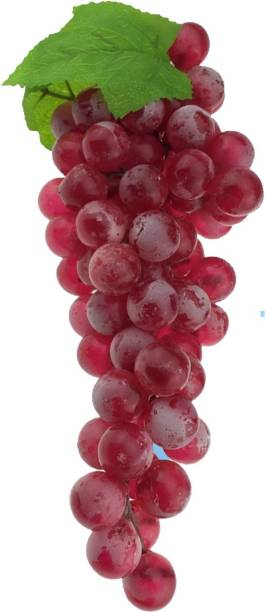 SKG 36 Pcs in 1 Bunch Artificial Rubber Grapes Lifelike Fake Fruit Food Home Decor Pack of 1( RED) Artificial Fruit