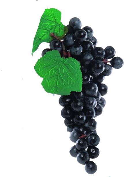 SKG 36 Pcs in 1 Bunch Artificial Rubber Grapes Lifelike Fake Fruit Food Home Decor Pack of 1 ( BLACK) Artificial Fruit