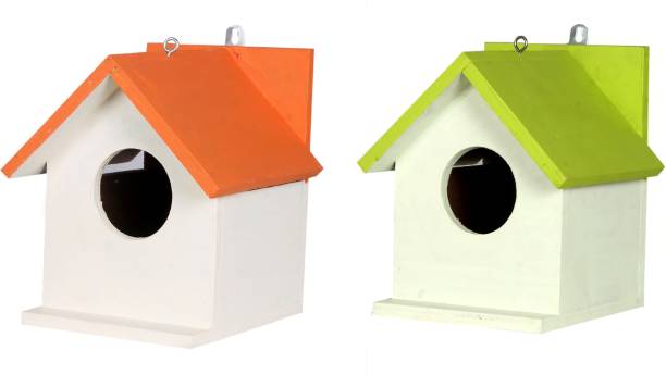 ganga enterprise Bird House Bird Nest for Sparrow and other Garden Birds Pack of 2 Nest Diffrent Color Bird House