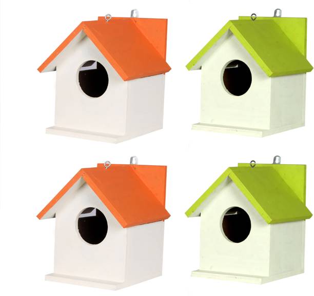 ganga enterprise Bird House Bird Nest for Sparrow and other Garden Birds Pack of 4 Nest in Woods Bird House