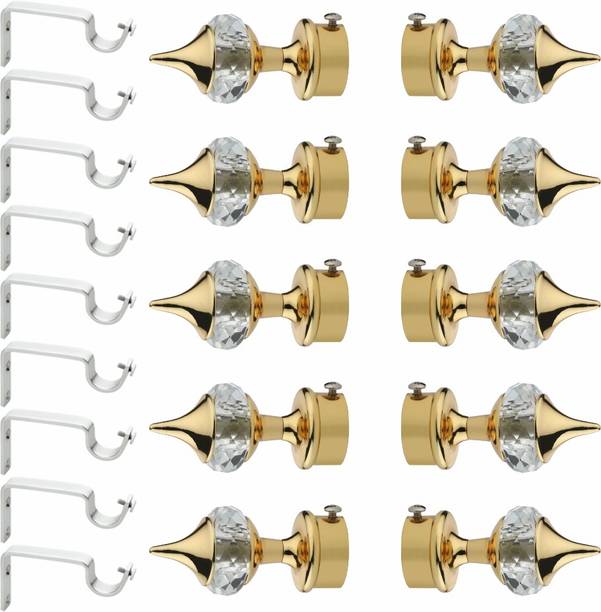 GLOXY Gold Rod Rail Bracket, Curtain Knobs, Curtain Hooks, Curtain Rods Metal