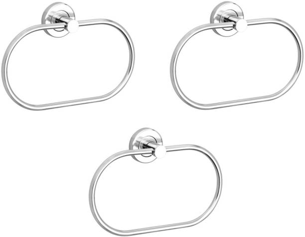 FORTUNE High Grade Stainless Steel Towel Ring for Bathroom/Wash Basin/Napkin-Towel Hanger/Bathroom Accessories (Chrome - Oval) Set of 3 Napkin Rings