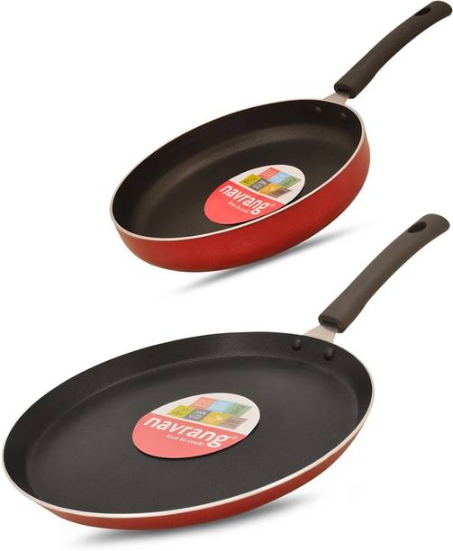NAVRANG Dosa Tawa 275MM Straight Fry Pan 230MM कुकवेयर सेट