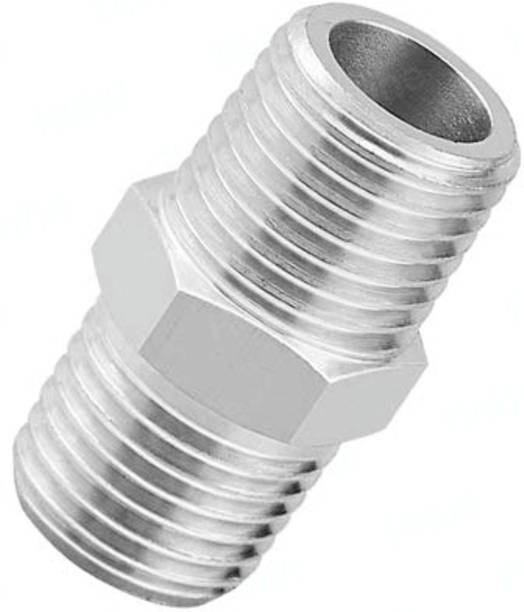RUHE Full Brass 1 Inch Hex Nipple For Pipe Fittings (Chrome Finish) Faucet Nozzle