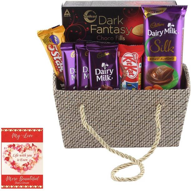 Cadbury Chocolates With Dark Fantasy | Designer Basket to your Loved Ones | Chocolate Gift Hamper For Valentine | 9222 Combo