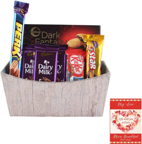 Cadbury Chocolate Loaded Designer Basket For Family, Relatives, Friends | Chocolate Gift Hamper for Valentine New Year | 9822 Combo
