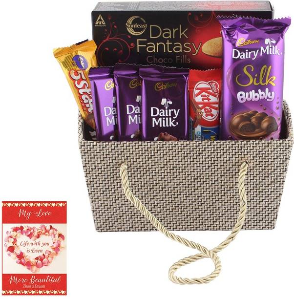 Cadbury Chocolates With Dark Fantasy | Premium Basket to your Loved Ones | Chocolate Gift Hamper For Valentine | 9242 Combo