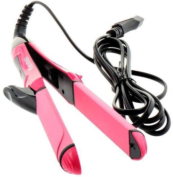 SarjuZone 2-in-1 Ceramic Plate and Plus Hair Curler Machine for Women (Pink) Ceramic Plate for Women Hair Straightener Hair Straightener