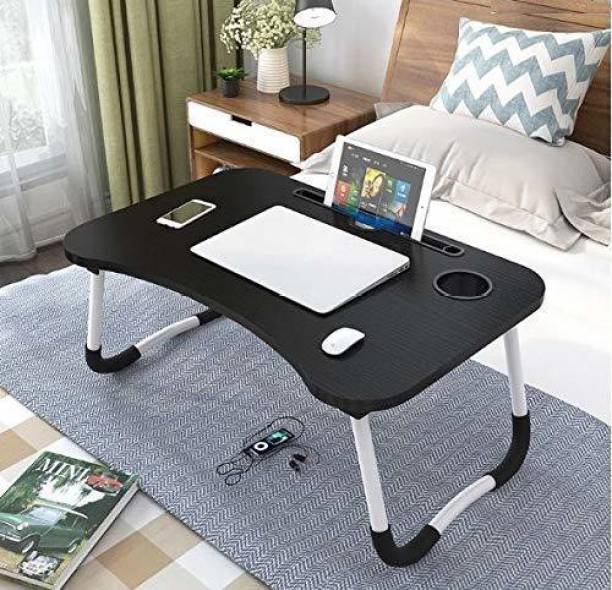 MY LITTLE TOWN Portable Laptop Table & Study Folding Table ( Black) Wood Portable Laptop Table