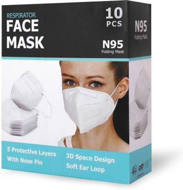 Wellstar Protective Face Mask with NOSE CLIP, CE ISO & GMP Certified Bacterial Filtration N95 / KN95 FFP2 5 Layer Reusable Anti - Pollution , Anti - Virus Breathable Face Mask N95 Washable ( White ) for Men , Women and Kids 5FM Reusable Mask Reusable (White, Free Size, Pack of 10) Non-Washable, Water Resistant Surgical Mask