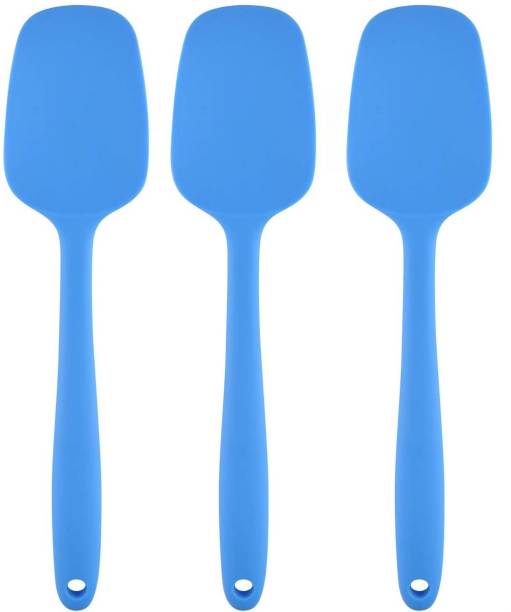 Baskety Silicone Mixing Spoon Cooking Utensil for Mixing & Serving, set of 3 Blue Mixing Spatula