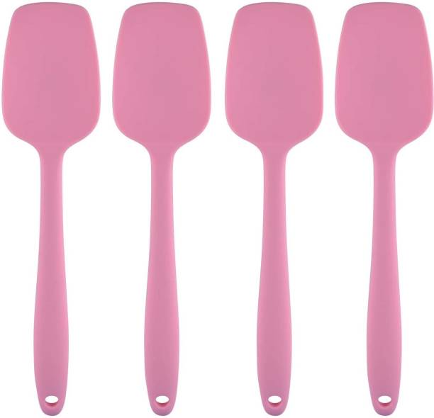 Baskety Silicone Heat Resistant Spoon for Mixing & Serving, Pink Pack of 4 Mixing Spatula