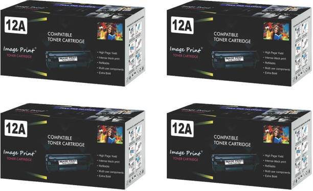 IMAGE PRINT Q2612A Toner Cartridge for HP Laserjet 1020,M1005,1018,1010,1012,1015,1020 Plus,1022,3015,3020,3030,3050,3050Z,3052,3055 (Pack of 4) Black Ink Toner
