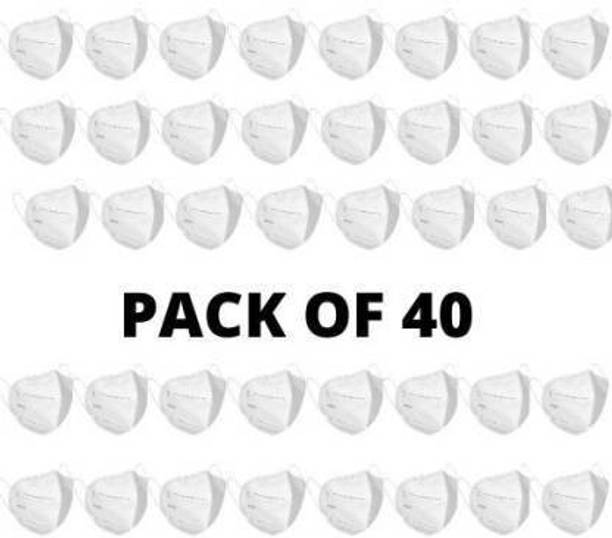 Wellstar N95 Mask (Pack of 40) Reusable , Anti Virus and Pollution Mask N9540 (White, L, Pack of 40) Non-Washable