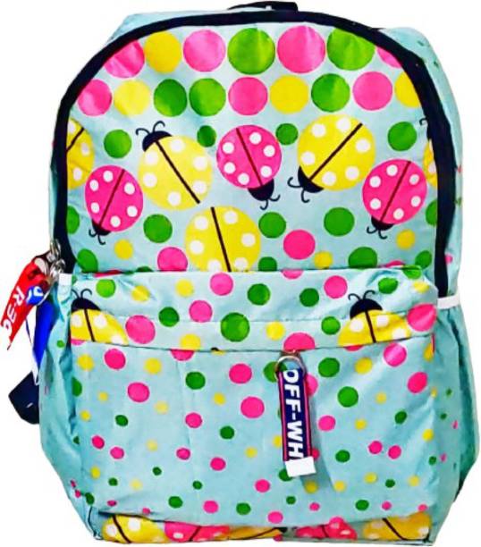 Style My Home Stylish Lady Bug Print Tuition or College Bag with Two Compartments & One Tab Compartment Inside & Two Side Pockets for Bottle, Printed School Bag/ College Bag for Girls Waterproof School Bag