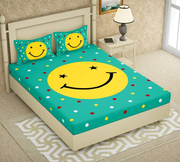 Cosito Cotton Double Flat 144 TC Jaipuri Prints 1 Bedsheet with 2 Pillow Covers