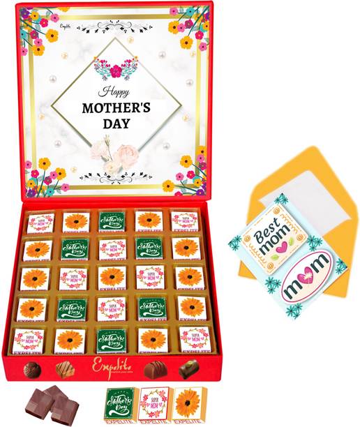 Expelite Mothers day Special Greetings Chocolate Combo Gift for Mom 25pc Bars, Truffles