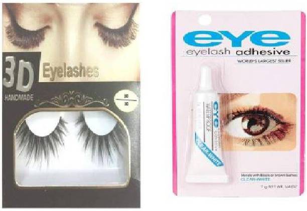 nnbb 3D Thick Long False Eyelashes with Eye lash Glue Combo of 2) (Pack of 1)