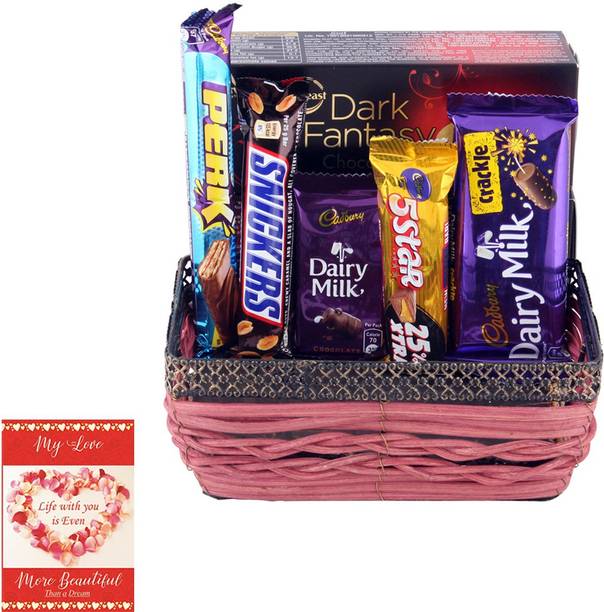 Cadbury Crackle With Chocolates | Designer Basket Loaded With Chocolates | Chocolate Gift Hamper For Valentine | 8331 Combo