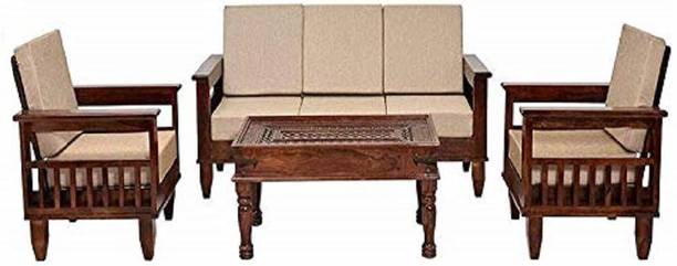 Satkar Wood Furniture Fabric 3 + 1 + 1 Sofa Set