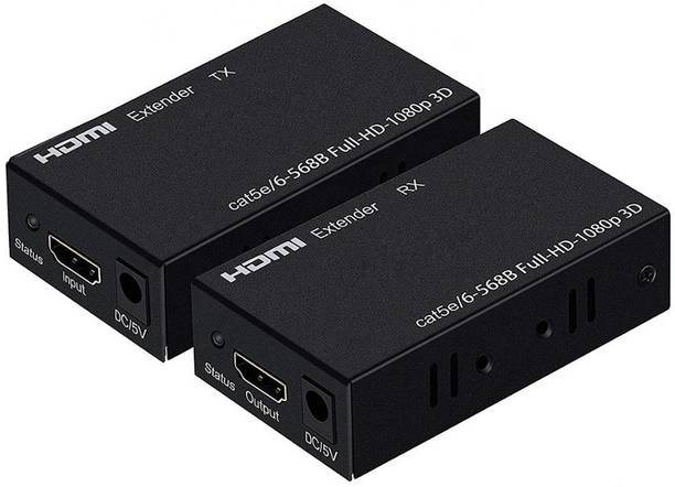 HL Technology HDMI LAN Extender/Extension RX Receiver TX Transmitter HDMI Repeater Connector Convertor Dual RJ45 CAT5e CAT6 LAN Ethernet Network Cable Upto 60 m for HDTV Projector DVD PS3 Media Streaming Device Gaming Adapter