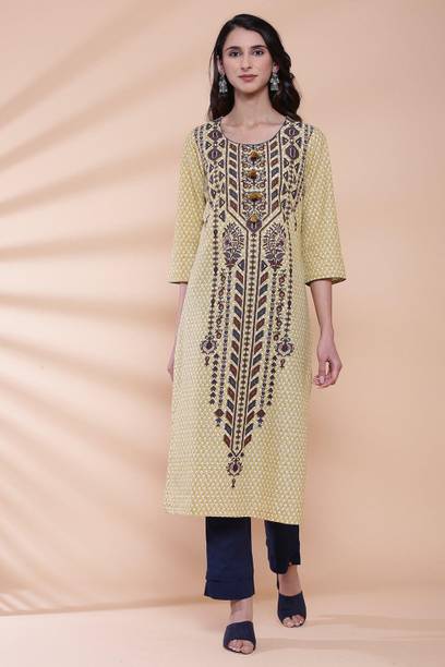 Pack of 2 Printed Pure Cotton Straight Kurta for Women