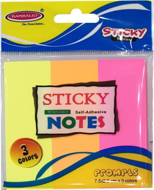 BAMBALIO Sticky Note Pad 40 Sheets - 3 x 1 inch,3 Neon Colour Prompts, 40 Sheets/Prompt,Pack of 6,SN-30, 3 Colors