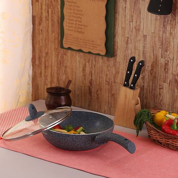 WONDERCHEF Granite Wok ढक्कन के साथ