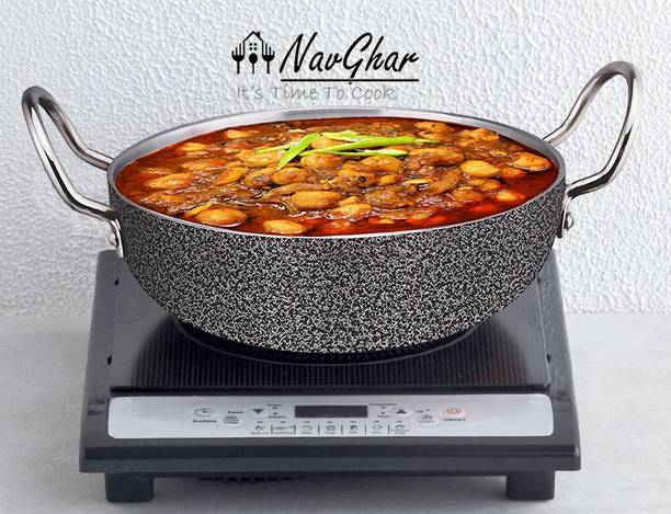 Navghar Silver Touch Series of Aluminium Kadhai. Kadhai 23.1 cm diameter 2.1 L capacity