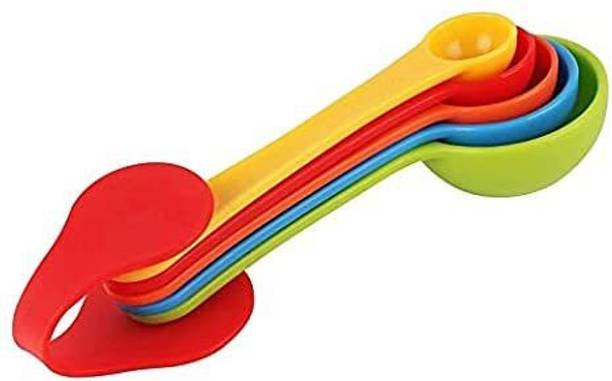 Gambit 5 Pcs Measuring Spoon Set Multi Coloured Kit Baking Cooking Kitchen Utensil Tool Non-Disposable Plastic Measuring Spoon Set Measuring Cup Set