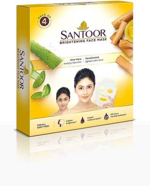 Santoor Brightening Sheet Mask Aloe & Sandal(Pack of 4)