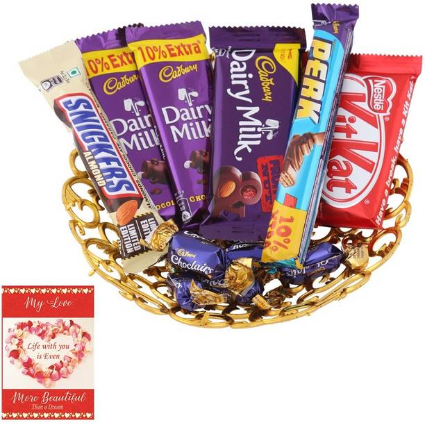 Cadbury Premium Chocolate Gift With 12 Pieces Chocolate And Beautiful Tray |Chocolate Gift Hamper For Valentine | 057 Combo