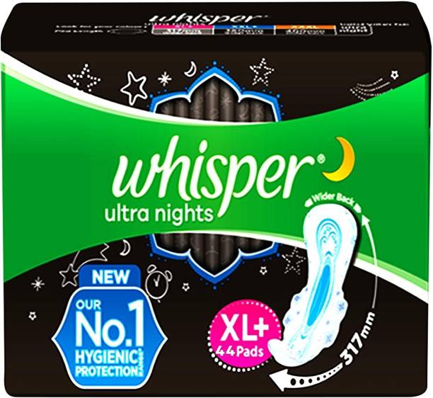 Whisper Ultra Night for Women, XL+ 44 Napkins Sanitary Pad