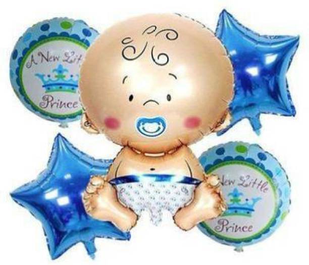 Stylin Printed Printed Printed A New Little Prince Air-Toy-Foil-Helium Balloons For Birthday/Welcome baby/Baby Shower Balloon Air walker (Multicolor, Pack of 5) Airwalker