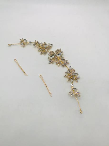 Fashion Alley Hair Accessories Wedding Tiara Hair Accessory Set (Golden) Hair Accessory Set
